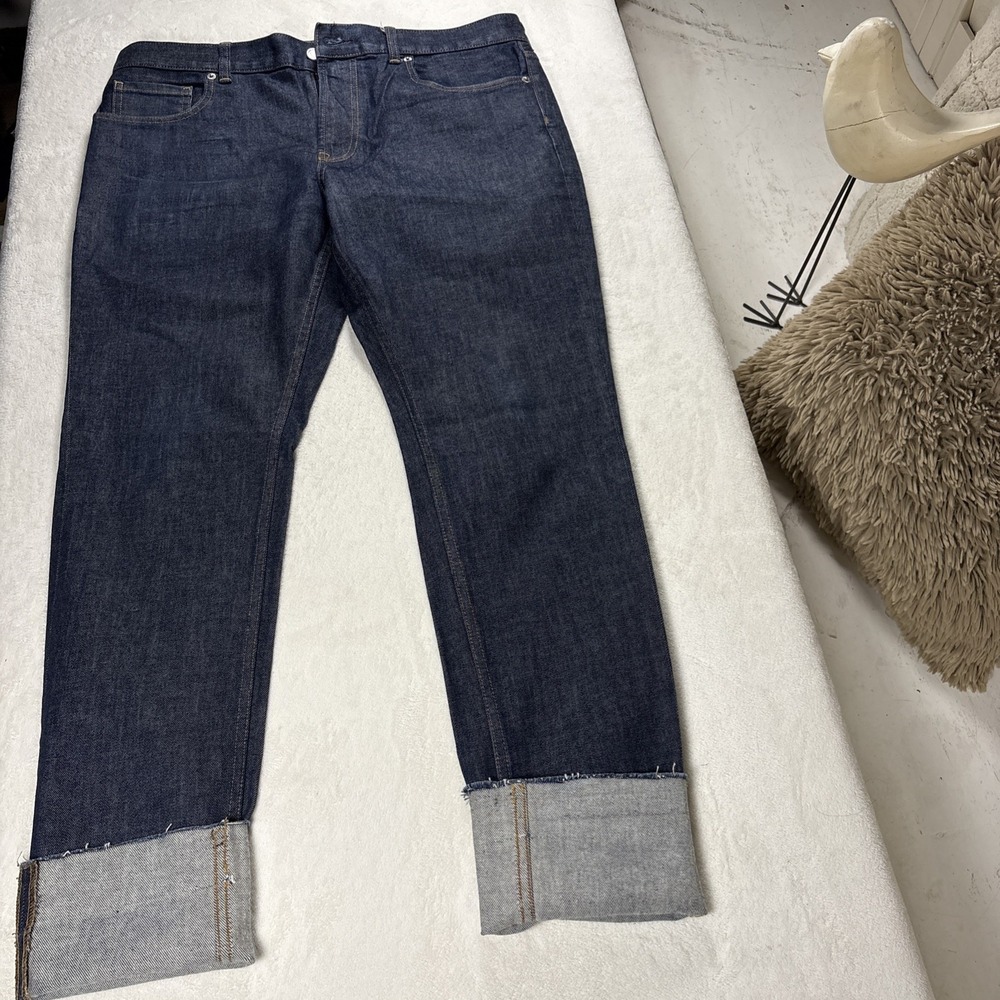 Everlane The Organic Taper Leg Jeans Size 36x32 Dark Wash Cotton Stretch